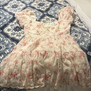 Altar'd State Pink and White Floral Dress